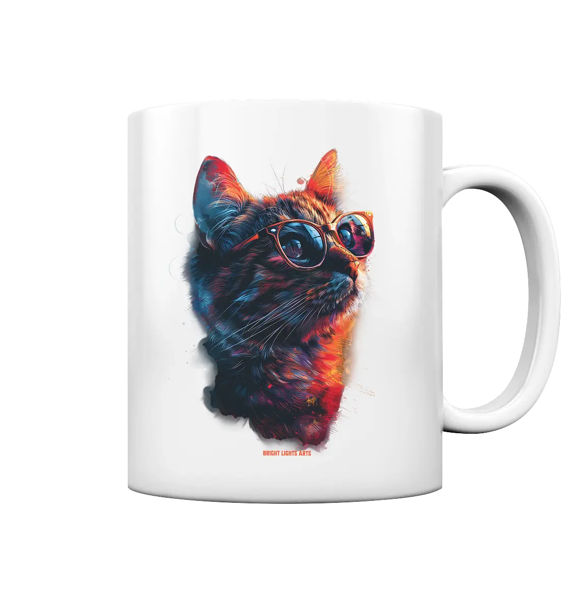 Neon-Katzenkönig – Leuchtende Farbenpracht - Tasse glossy Bright Lights Arts