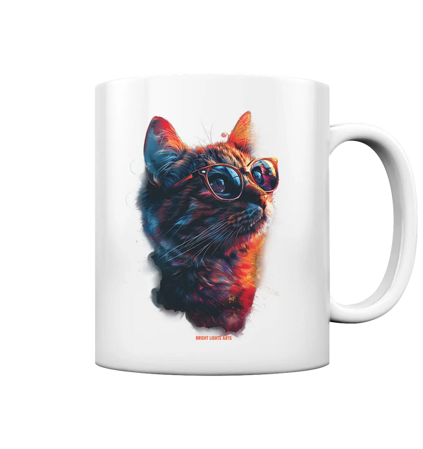 Neon-Katzenkönig – Leuchtende Farbenpracht - Tasse glossy Bright Lights Arts