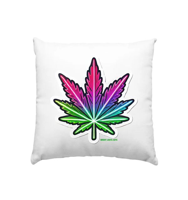 Neon Leaf – Farbenfrohes Kunstwerk - Kissen 40x40cm Bright Lights Arts