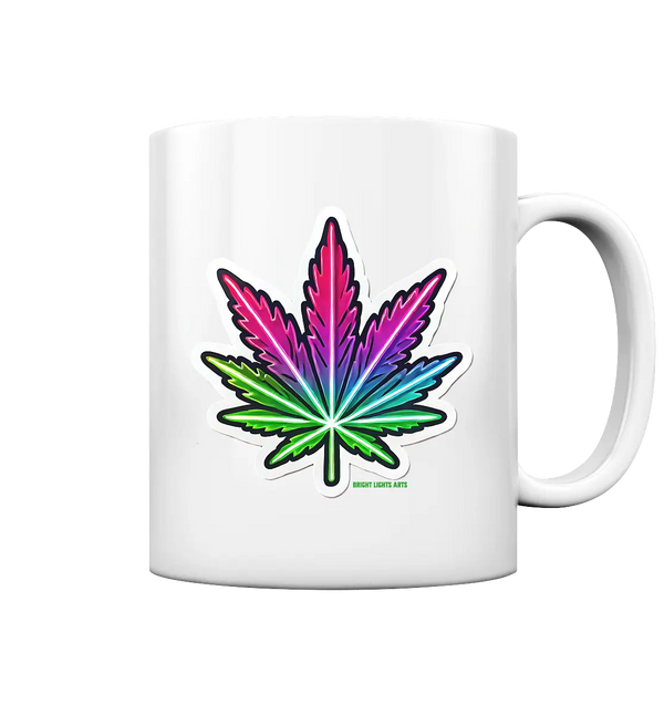 Neon Leaf – Farbenfrohes Kunstwerk - Tasse glossy Bright Lights Arts