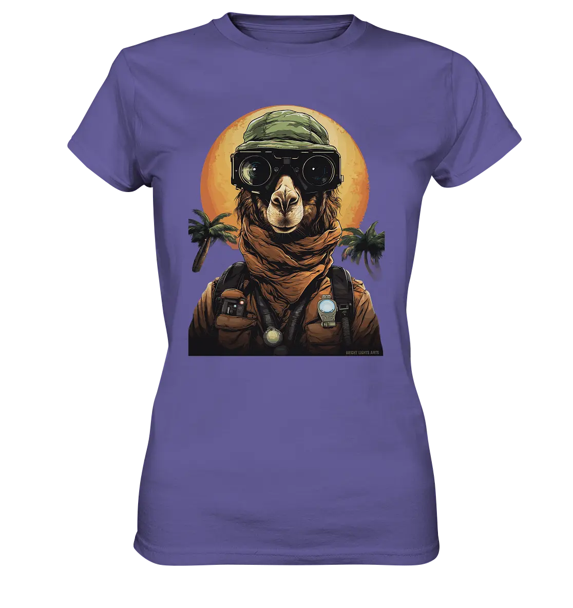 Night Ops Camel – Abenteuerliches und humorvolles Wüstendesign - Ladies Premium Shirt Bright Lights Arts