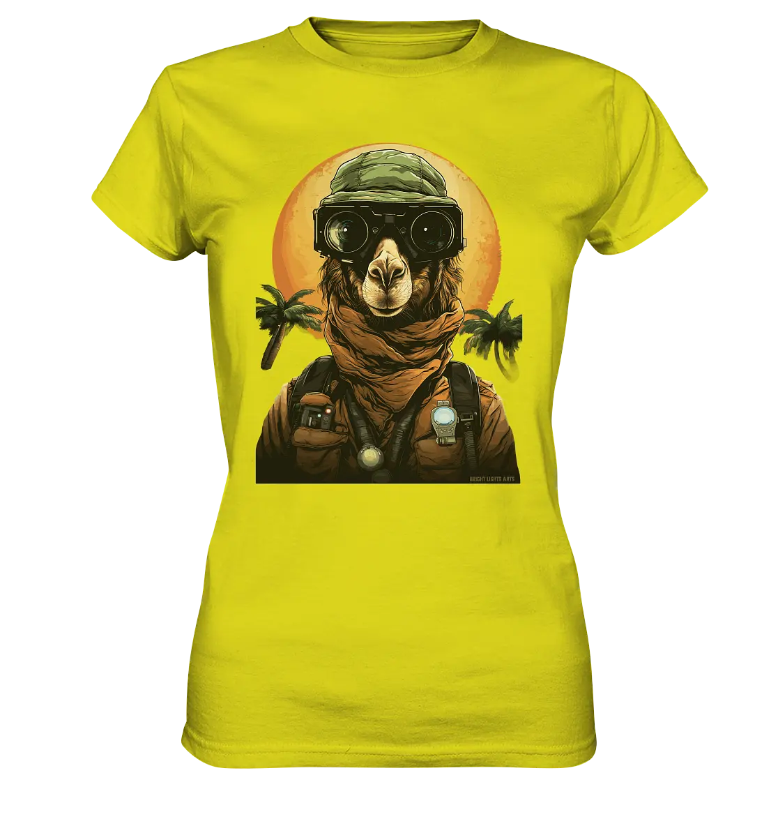 Night Ops Camel – Abenteuerliches und humorvolles Wüstendesign - Ladies Premium Shirt Bright Lights Arts
