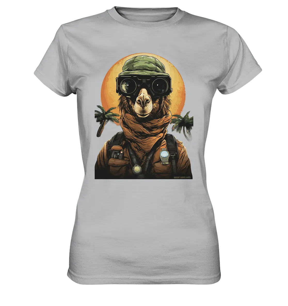 Night Ops Camel – Abenteuerliches und humorvolles Wüstendesign - Ladies Premium Shirt Bright Lights Arts