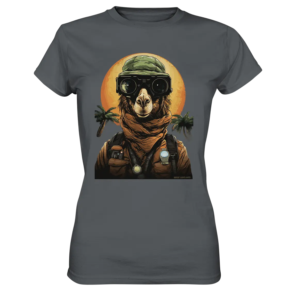 Night Ops Camel – Abenteuerliches und humorvolles Wüstendesign - Ladies Premium Shirt Bright Lights Arts