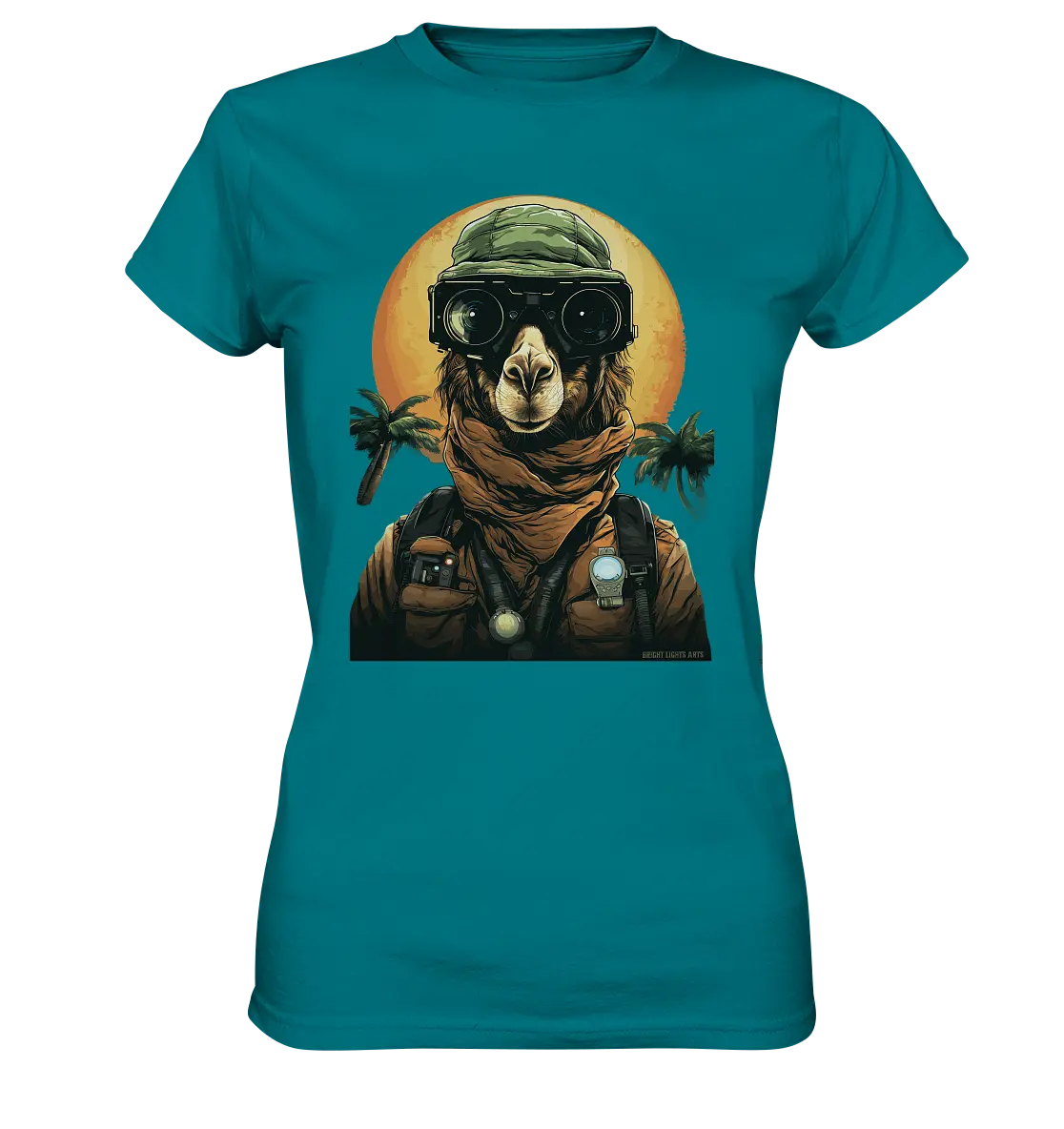 Night Ops Camel – Abenteuerliches und humorvolles Wüstendesign - Ladies Premium Shirt Bright Lights Arts