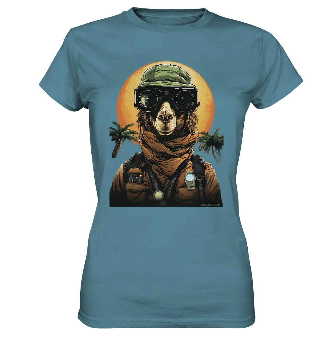Night Ops Camel – Abenteuerliches und humorvolles Wüstendesign - Ladies Premium Shirt Bright Lights Arts