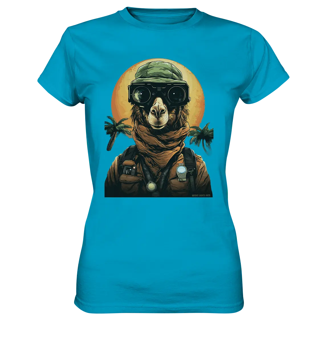Night Ops Camel – Abenteuerliches und humorvolles Wüstendesign - Ladies Premium Shirt Bright Lights Arts