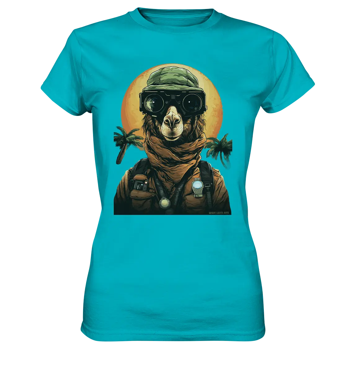 Night Ops Camel – Abenteuerliches und humorvolles Wüstendesign - Ladies Premium Shirt Bright Lights Arts