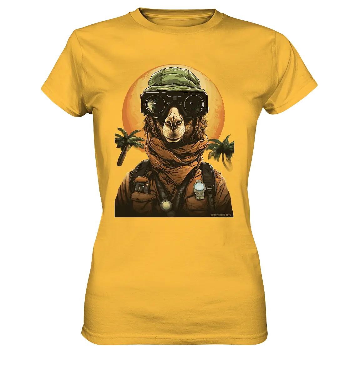 Night Ops Camel – Abenteuerliches und humorvolles Wüstendesign - Ladies Premium Shirt Bright Lights Arts