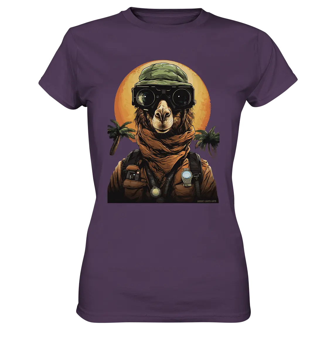 Night Ops Camel – Abenteuerliches und humorvolles Wüstendesign - Ladies Premium Shirt Bright Lights Arts