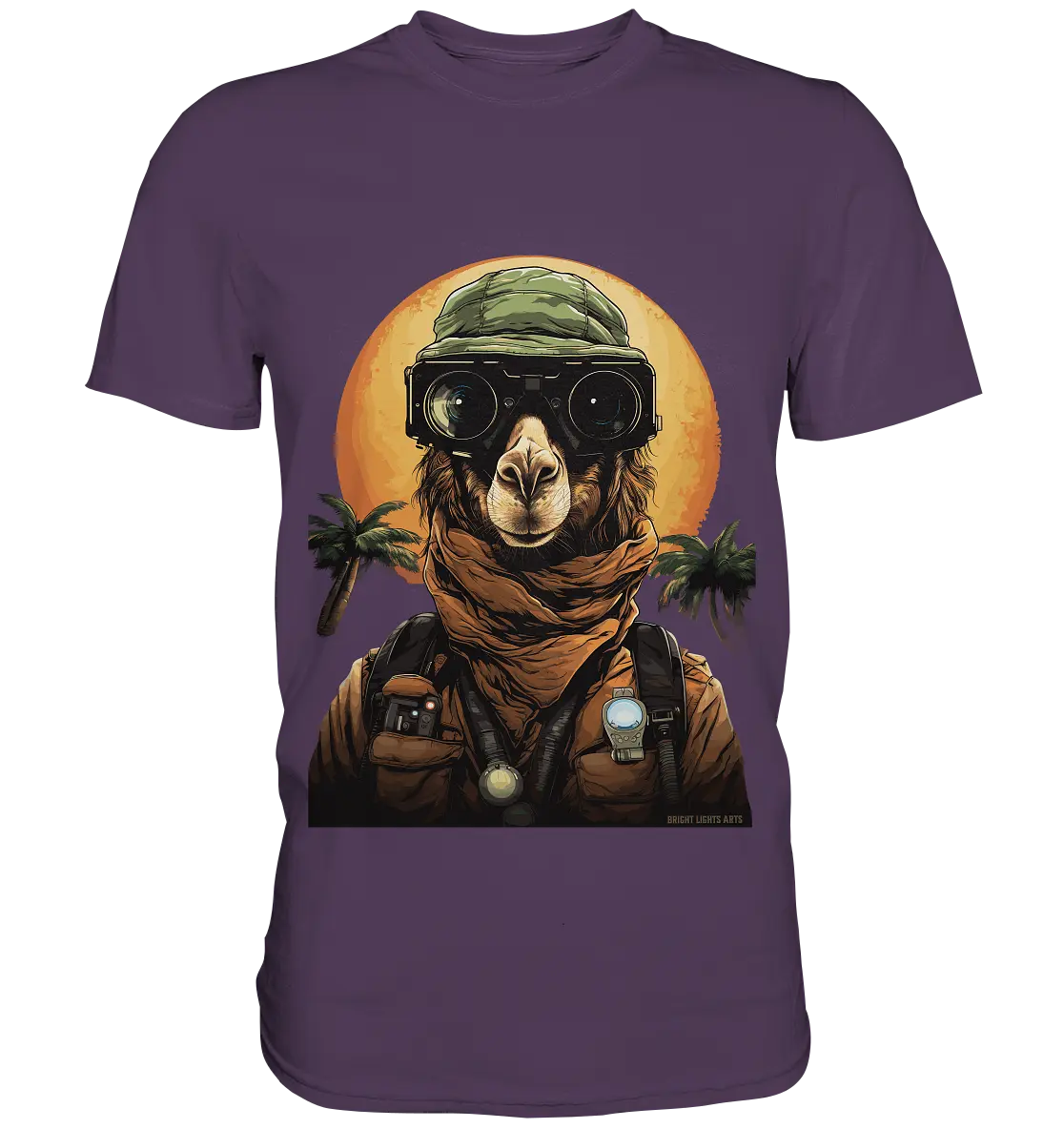 Night Ops Camel – Abenteuerliches und humorvolles Wüstendesign - Premium Shirt Bright Lights Arts