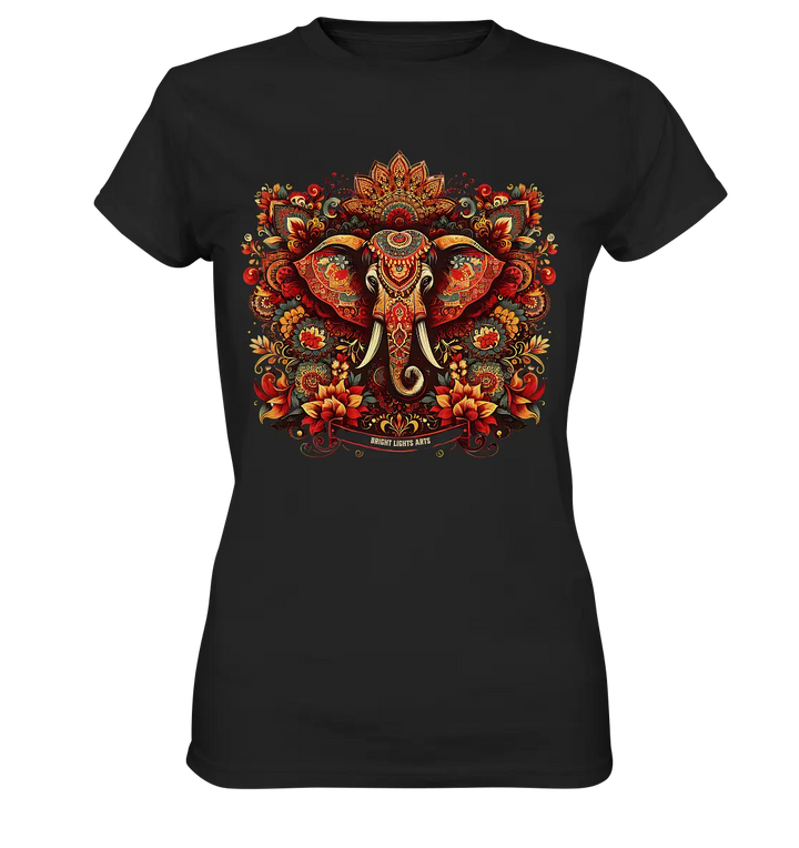 Ornamentaler Elefant: Kunstvolle Farbenpracht - Ladies Premium Shirt Bright Lights Arts