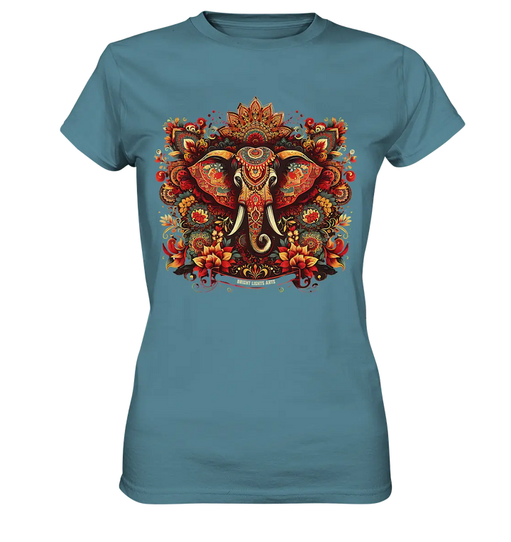 Ornamentaler Elefant: Kunstvolle Farbenpracht - Ladies Premium Shirt Bright Lights Arts
