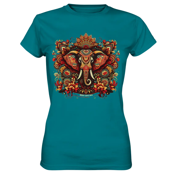 Ornamentaler Elefant: Kunstvolle Farbenpracht - Ladies Premium Shirt Bright Lights Arts