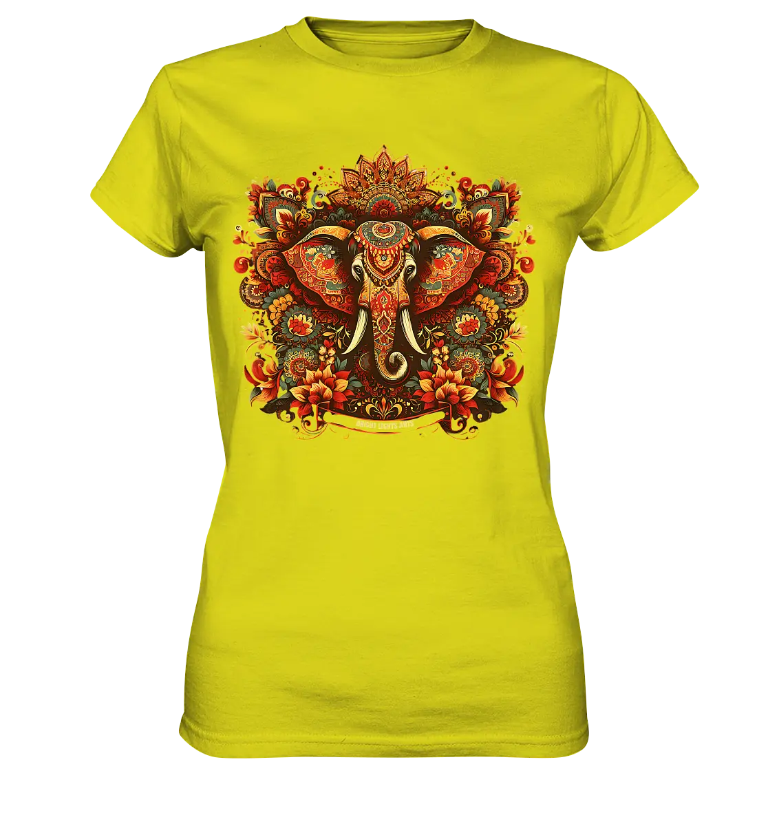 Ornamentaler Elefant: Kunstvolle Farbenpracht - Ladies Premium Shirt Bright Lights Arts