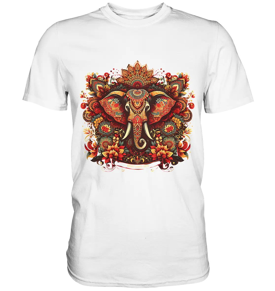 Ornamentaler Elefant: Kunstvolle Farbenpracht - Premium Shirt Bright Lights Arts