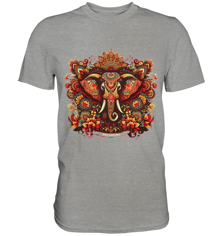 Ornamentaler Elefant: Kunstvolle Farbenpracht - Premium Shirt Bright Lights Arts
