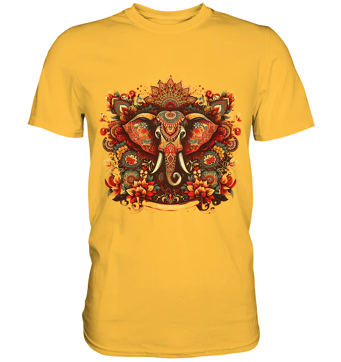 Ornamentaler Elefant: Kunstvolle Farbenpracht - Premium Shirt Bright Lights Arts