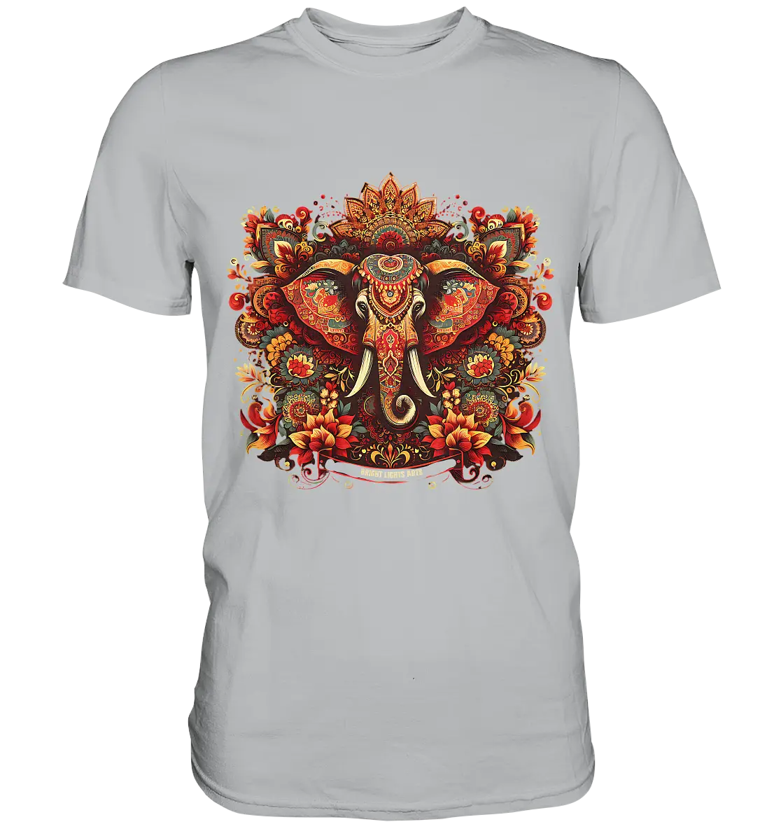 Ornamentaler Elefant: Kunstvolle Farbenpracht - Premium Shirt Bright Lights Arts