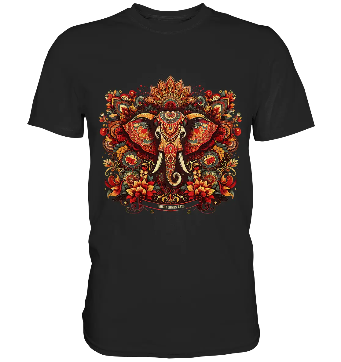 Ornamentaler Elefant: Kunstvolle Farbenpracht - Premium Shirt Bright Lights Arts