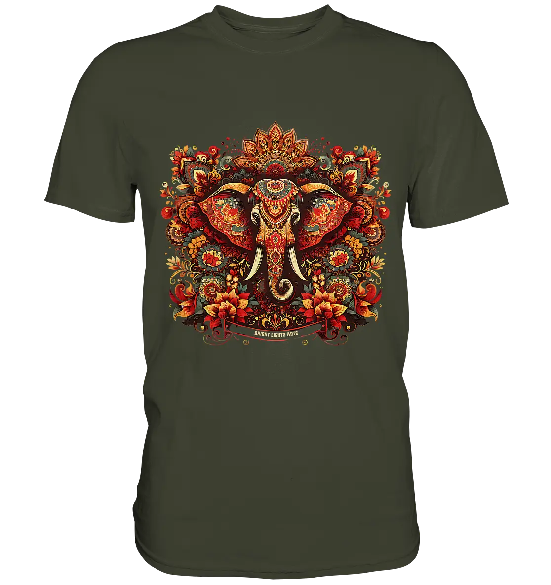 Ornamentaler Elefant: Kunstvolle Farbenpracht - Premium Shirt Bright Lights Arts