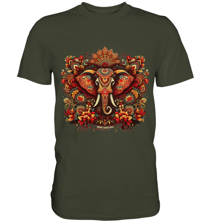 Ornamentaler Elefant: Kunstvolle Farbenpracht - Premium Shirt Bright Lights Arts