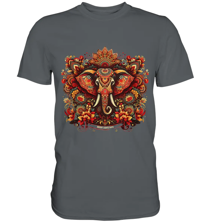 Ornamentaler Elefant: Kunstvolle Farbenpracht - Premium Shirt Bright Lights Arts