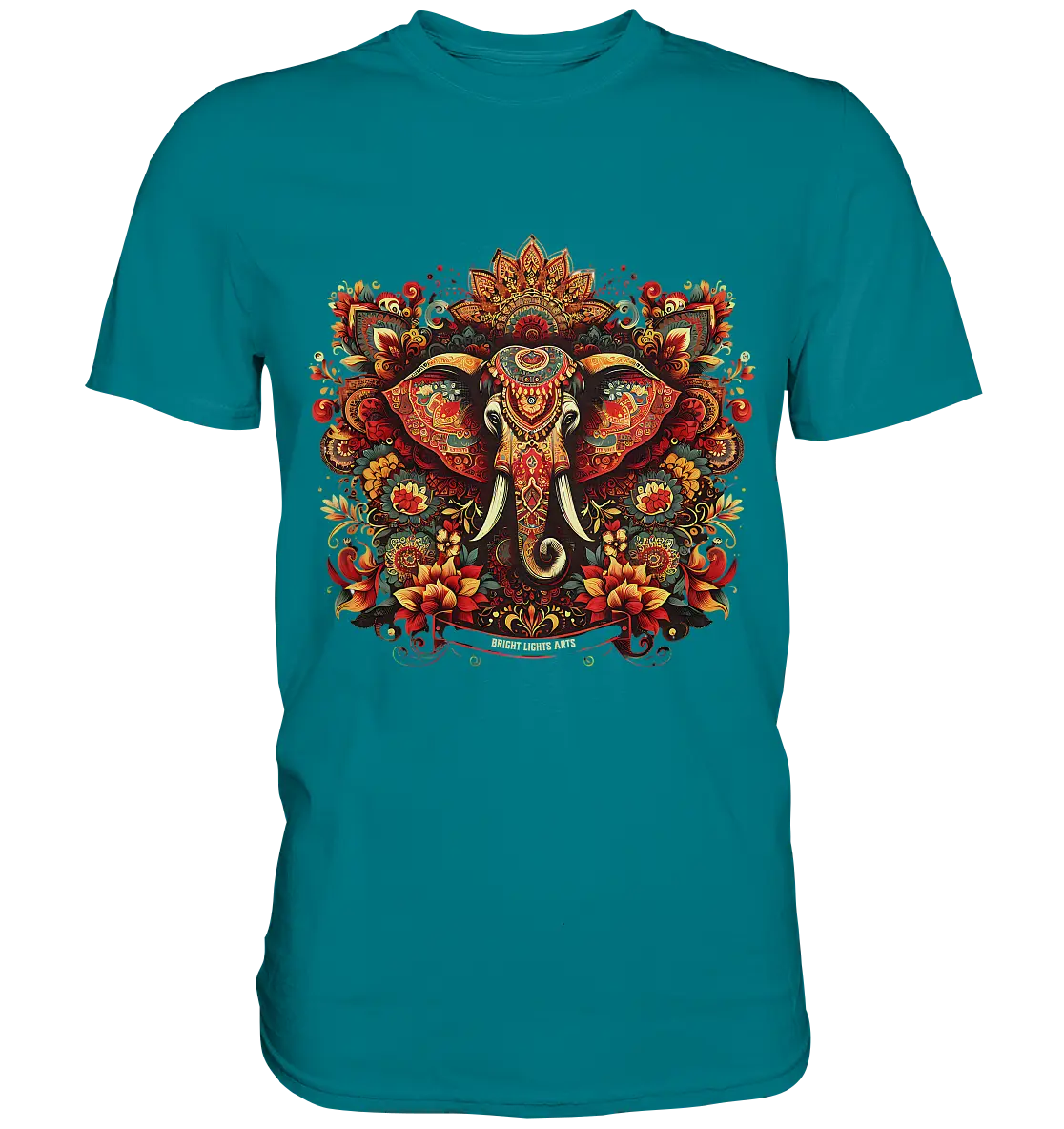 Ornamentaler Elefant: Kunstvolle Farbenpracht - Premium Shirt Bright Lights Arts