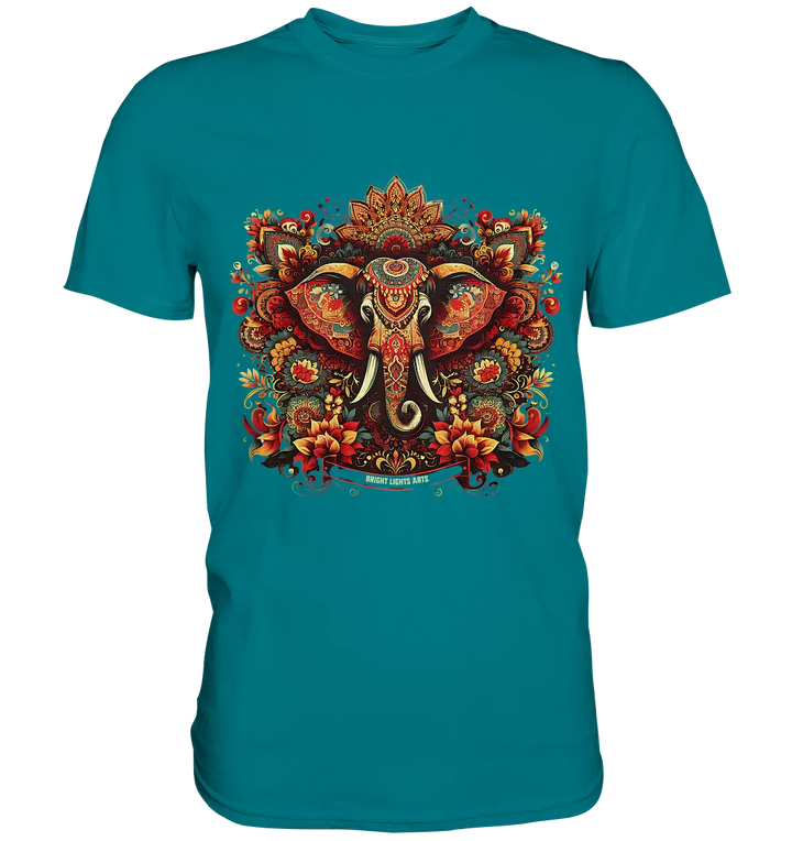 Ornamentaler Elefant: Kunstvolle Farbenpracht - Premium Shirt Bright Lights Arts