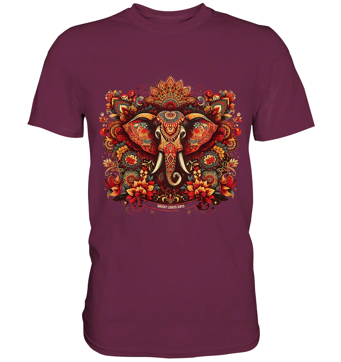 Ornamentaler Elefant: Kunstvolle Farbenpracht - Premium Shirt Bright Lights Arts