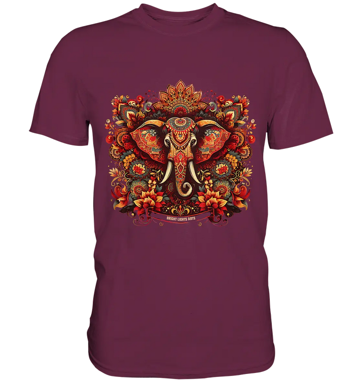 Ornamentaler Elefant: Kunstvolle Farbenpracht - Premium Shirt Bright Lights Arts