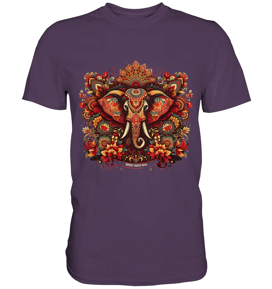 Ornamentaler Elefant: Kunstvolle Farbenpracht - Premium Shirt Bright Lights Arts