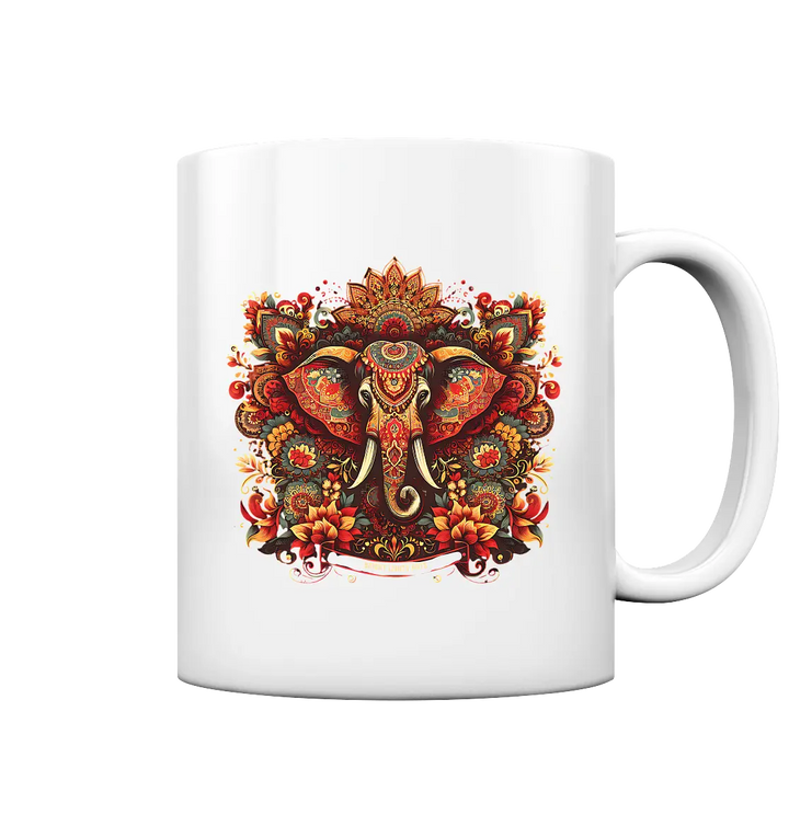 Ornamentaler Elefant: Kunstvolle Farbenpracht - Tasse glossy Bright Lights Arts