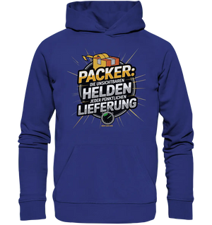 PACKER: Unsichtbare Helden der Logistik – Ein Design für Berufsstolz - Organic Hoodie - Bright Lights Arts
