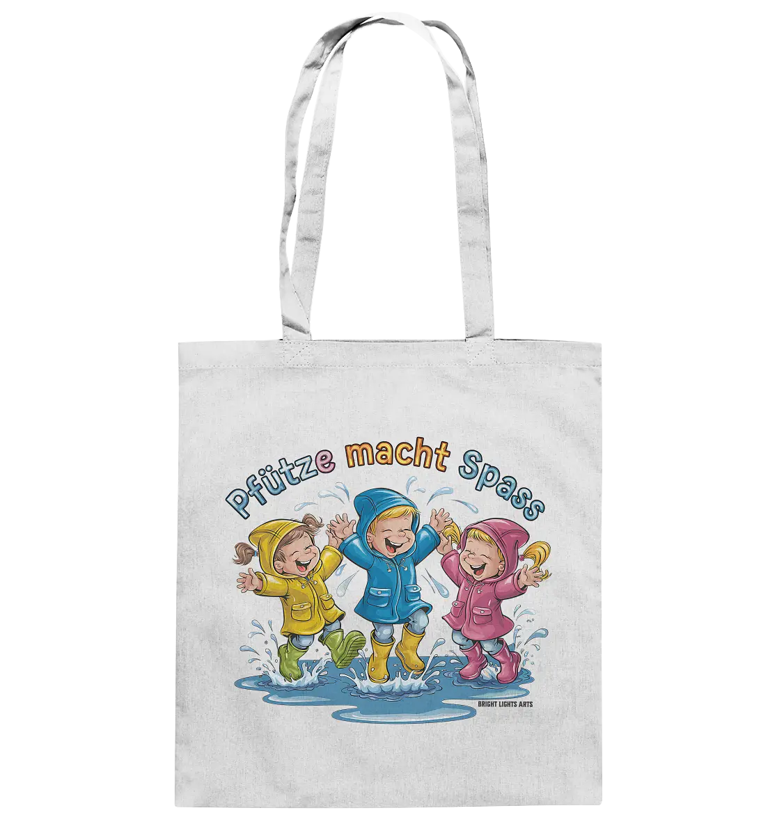 Pfützen-Spaß: Kinder im Regen - Baumwolltasche Bright Lights Arts
