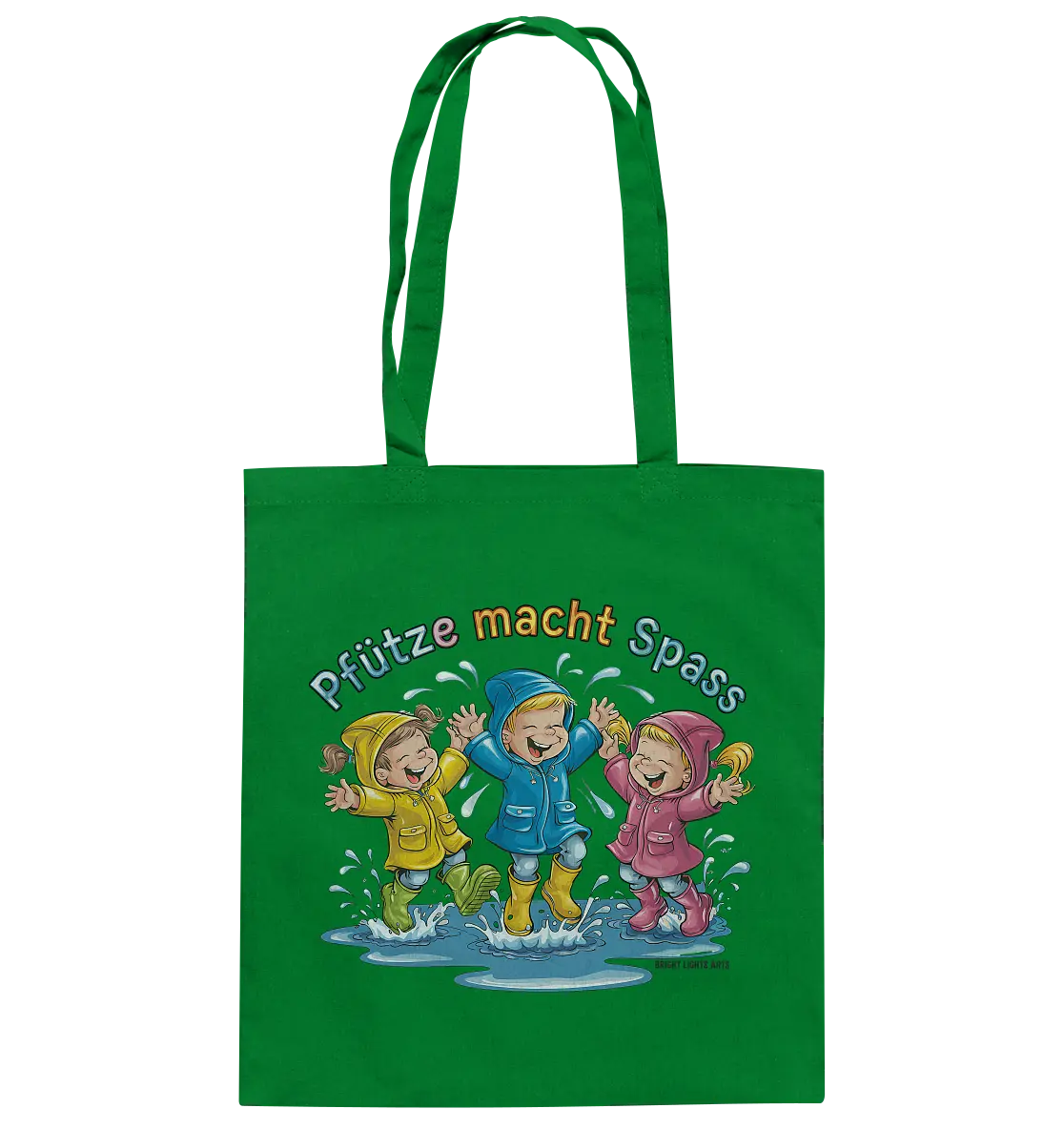 Pfützen-Spaß: Kinder im Regen - Baumwolltasche Bright Lights Arts