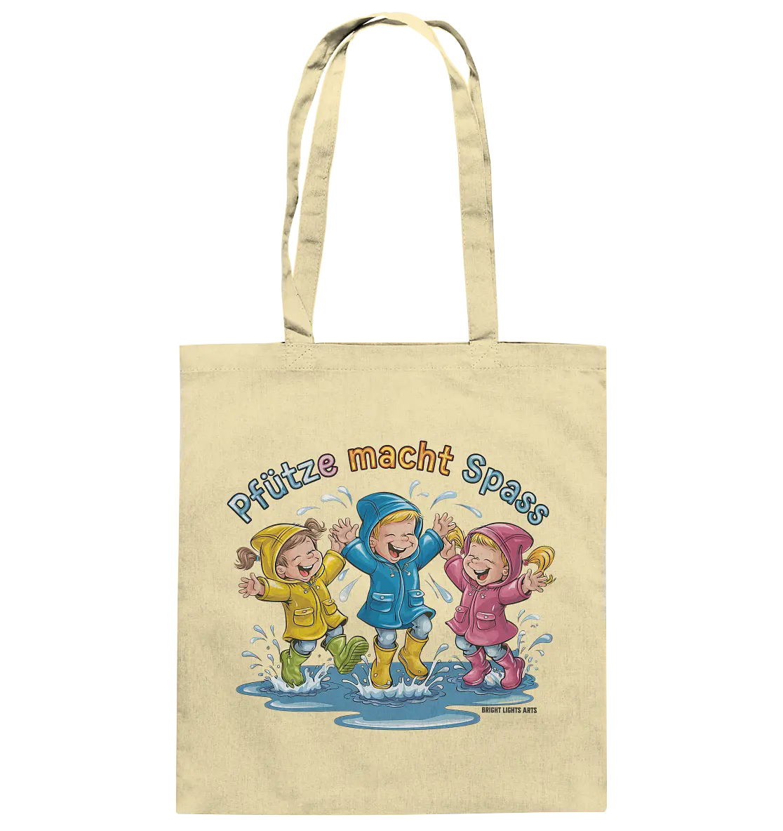 Pfützen-Spaß: Kinder im Regen - Baumwolltasche Bright Lights Arts