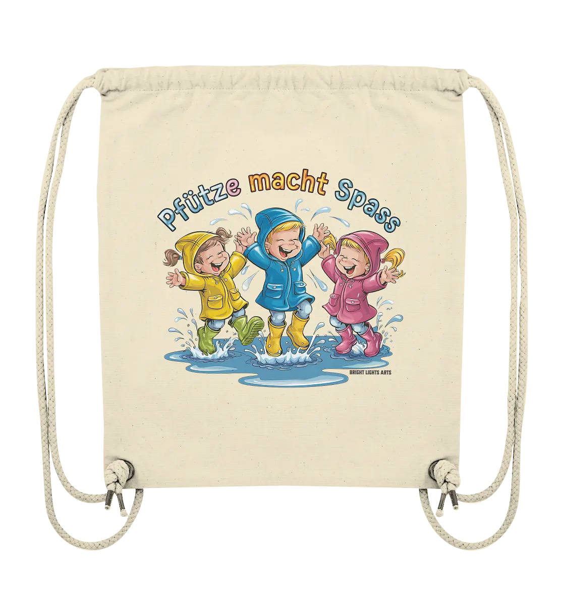 Pfützen-Spaß: Kinder im Regen - Organic Gym-Bag Bright Lights Arts