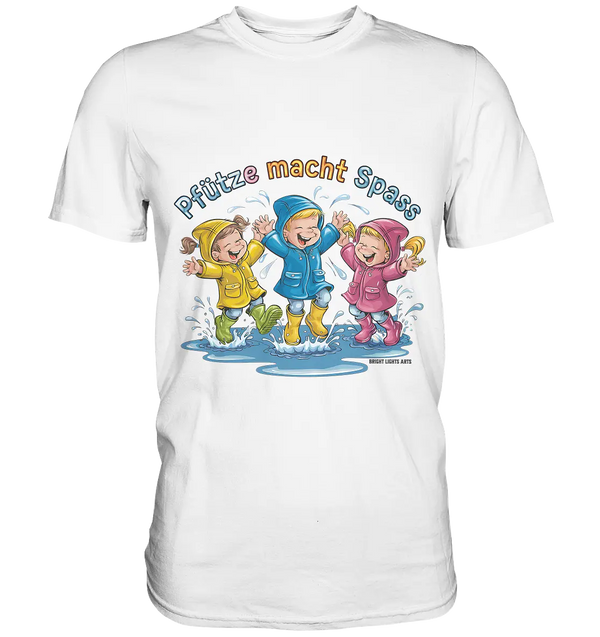 Pfützen-Spaß: Kinder im Regen - Premium Shirt Bright Lights Arts
