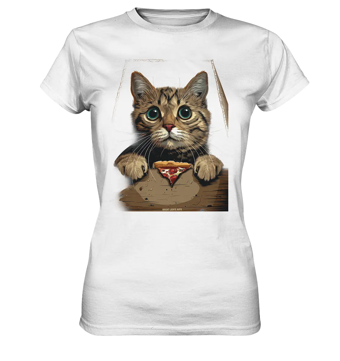 Pizza Cat - Niedlich & Humorvoll - Ladies Premium Shirt Bright Lights Arts