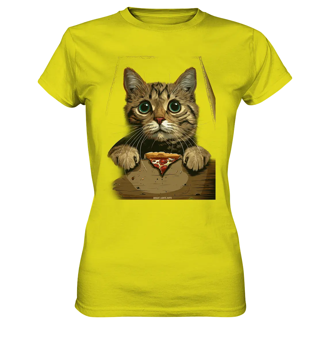 Pizza Cat - Niedlich & Humorvoll - Ladies Premium Shirt Bright Lights Arts