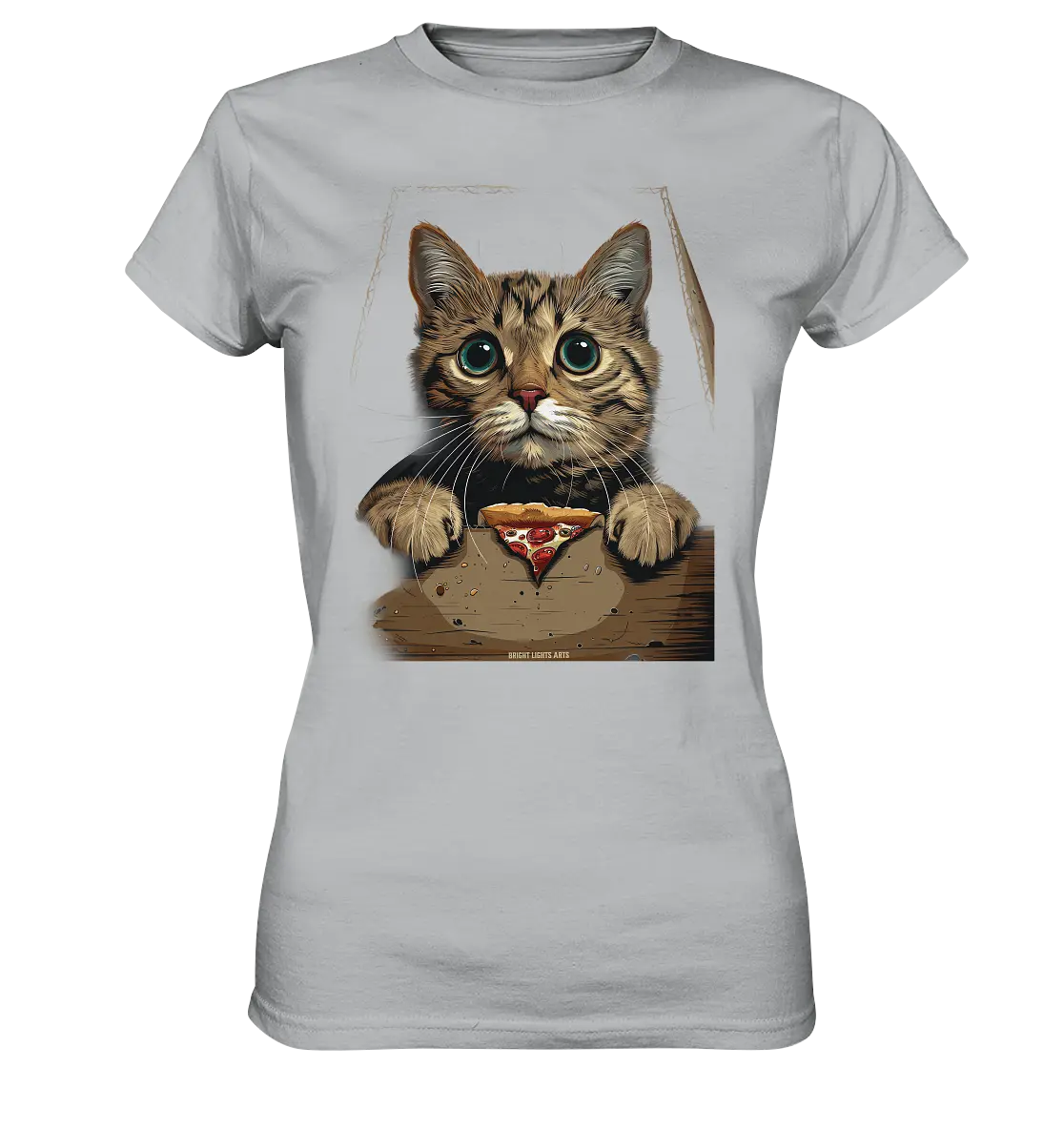 Pizza Cat - Niedlich & Humorvoll - Ladies Premium Shirt Bright Lights Arts