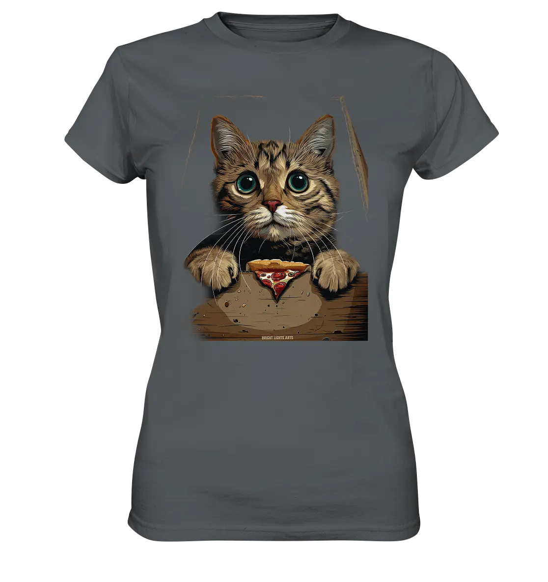 Pizza Cat - Niedlich & Humorvoll - Ladies Premium Shirt Bright Lights Arts