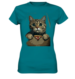 Pizza Cat - Niedlich & Humorvoll - Ladies Premium Shirt Bright Lights Arts