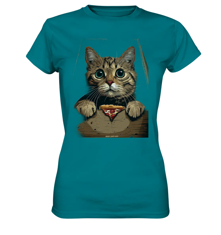 Pizza Cat - Niedlich & Humorvoll - Ladies Premium Shirt Bright Lights Arts