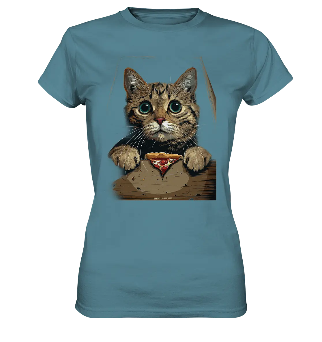 Pizza Cat - Niedlich & Humorvoll - Ladies Premium Shirt Bright Lights Arts