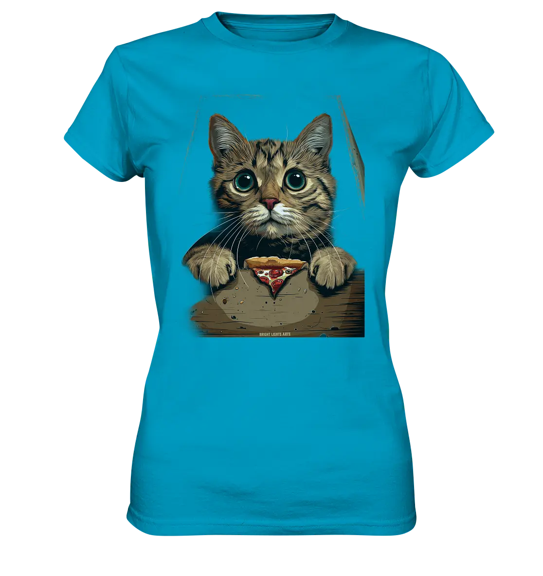 Pizza Cat - Niedlich & Humorvoll - Ladies Premium Shirt Bright Lights Arts
