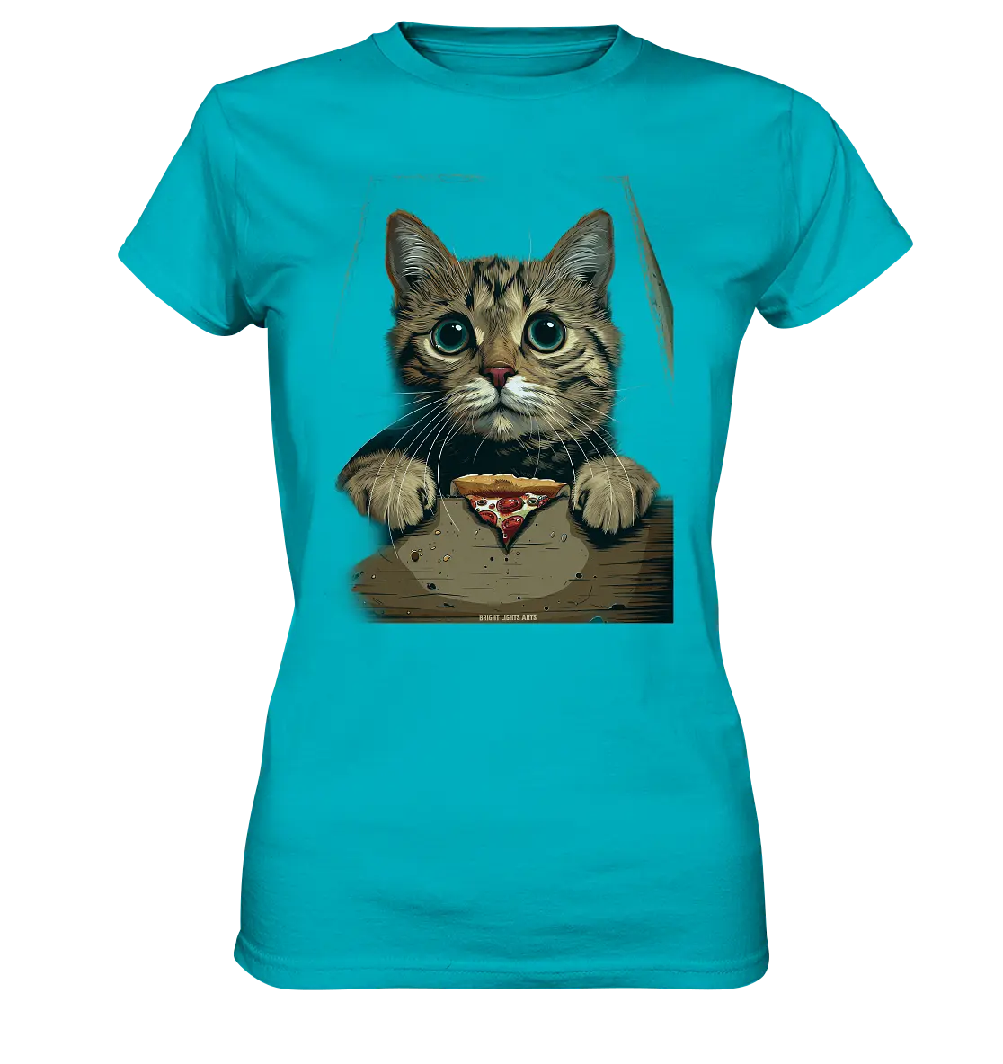 Pizza Cat - Niedlich & Humorvoll - Ladies Premium Shirt Bright Lights Arts