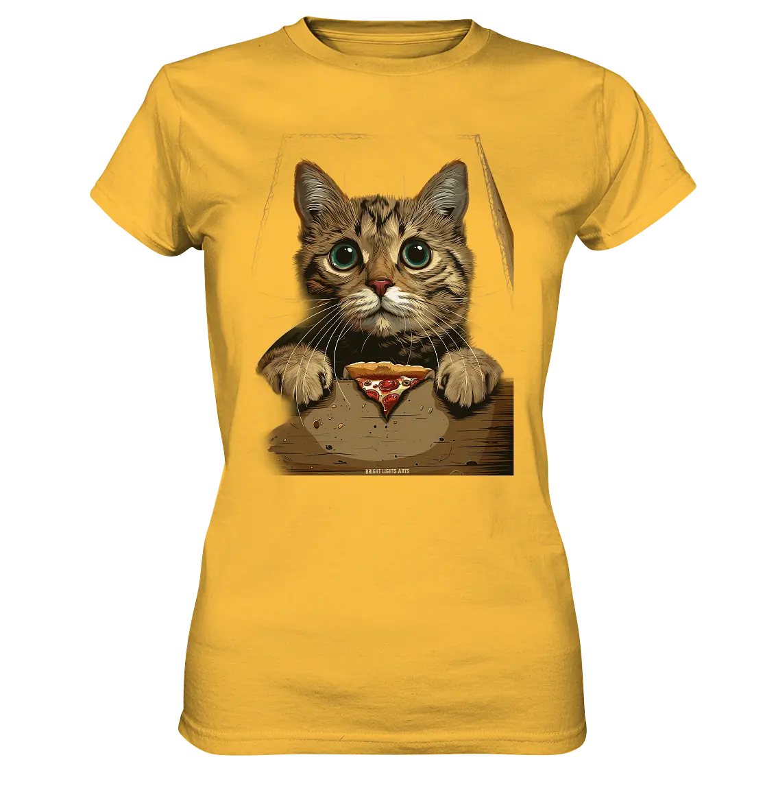 Pizza Cat - Niedlich & Humorvoll - Ladies Premium Shirt Bright Lights Arts
