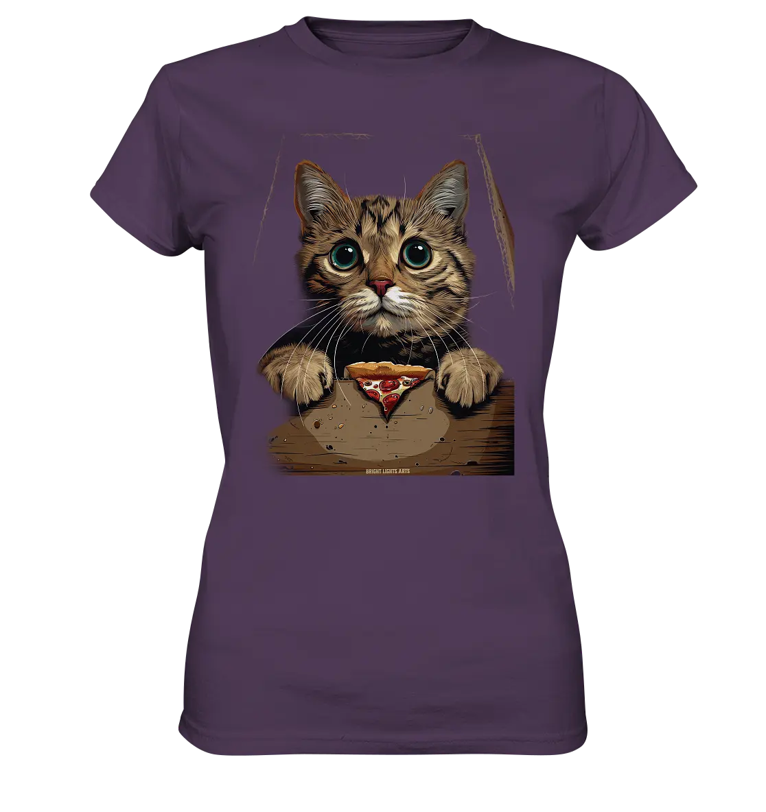 Pizza Cat - Niedlich & Humorvoll - Ladies Premium Shirt Bright Lights Arts